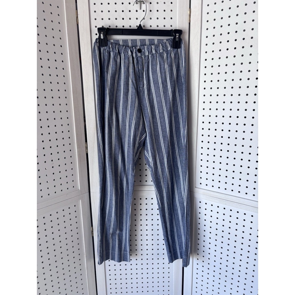 John Galt by Brandy Melville Blue & White Striped Cotton Pants One Size - XS‎